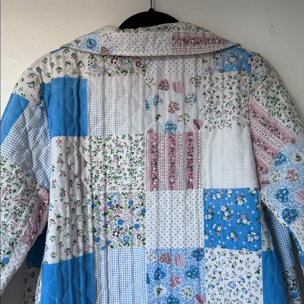 Vintage Patchwork Quilted Jacket - Blue And Pink - image 7